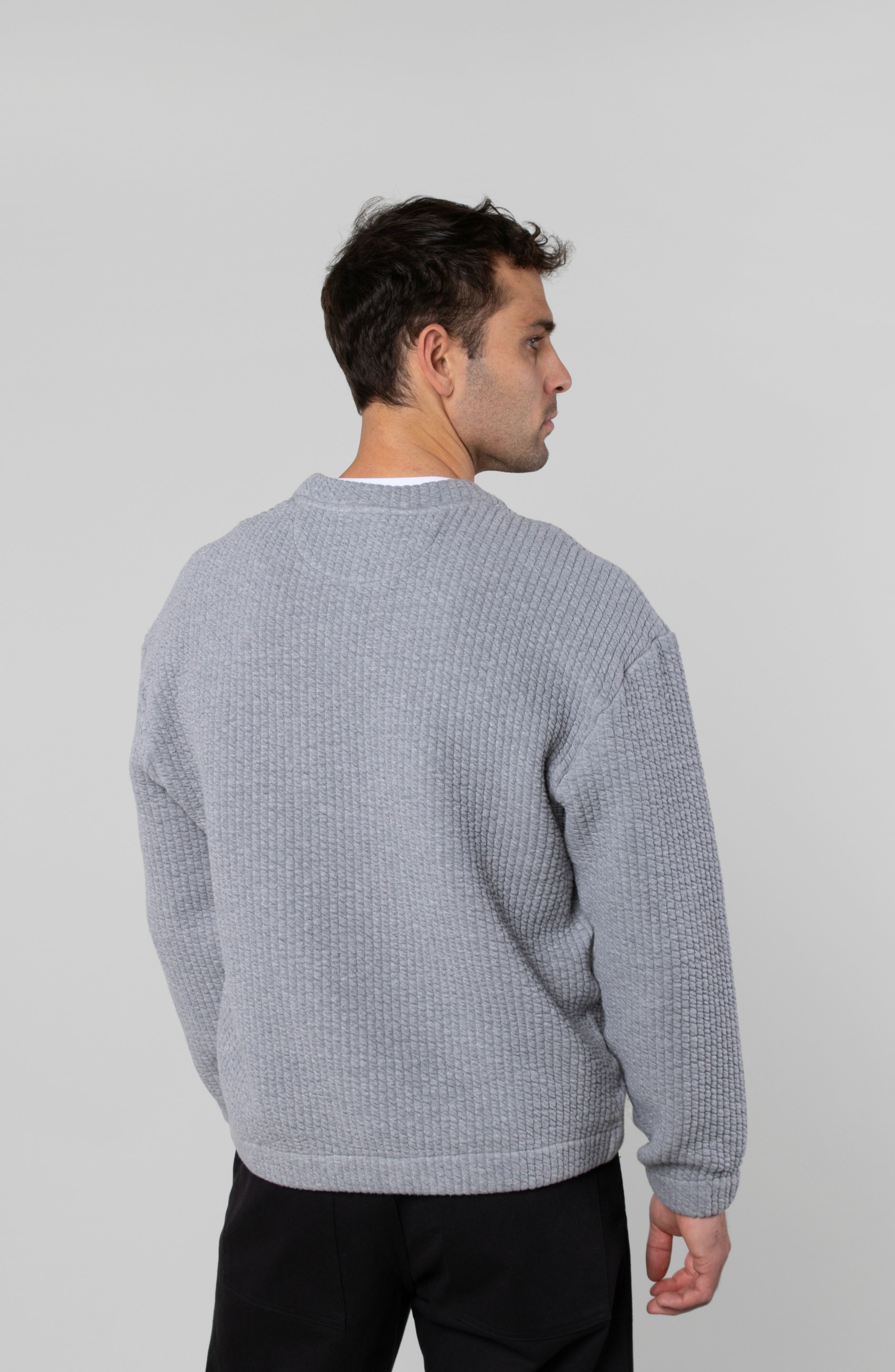COZY QUILT CREWNECK SWEATER