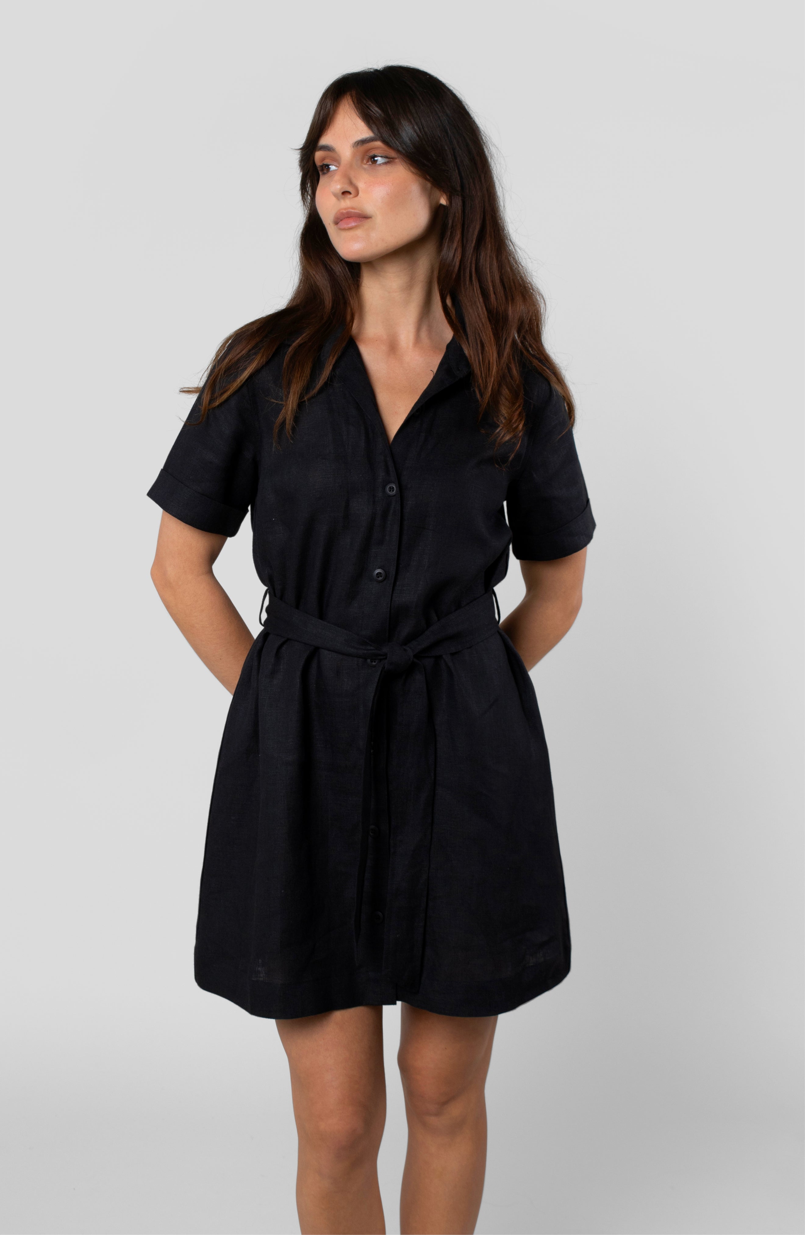 linen black tie dress Black Linen Tie Front Strappy Dress | WHISTLES