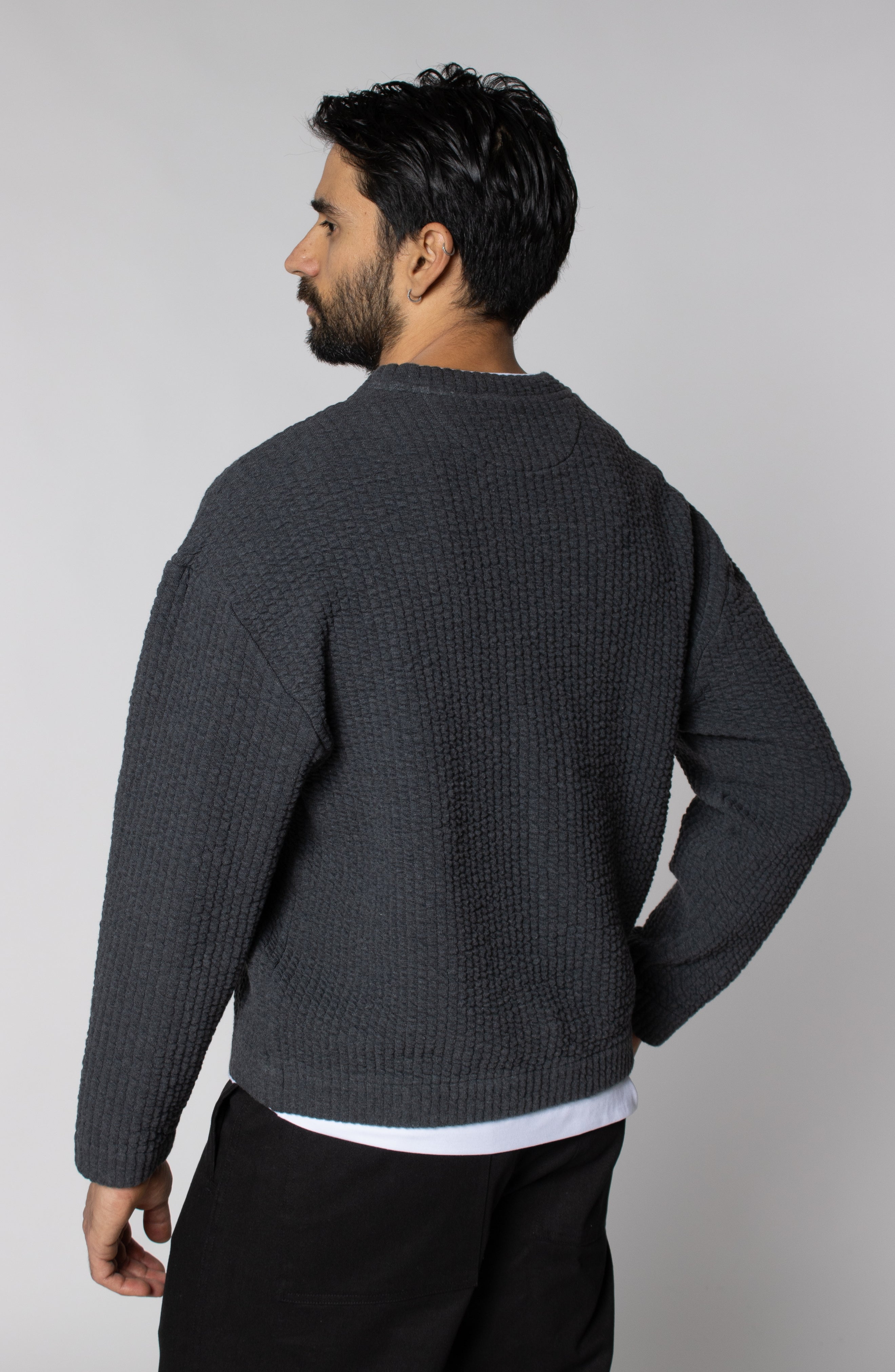 COZY QUILT CREWNECK SWEATER