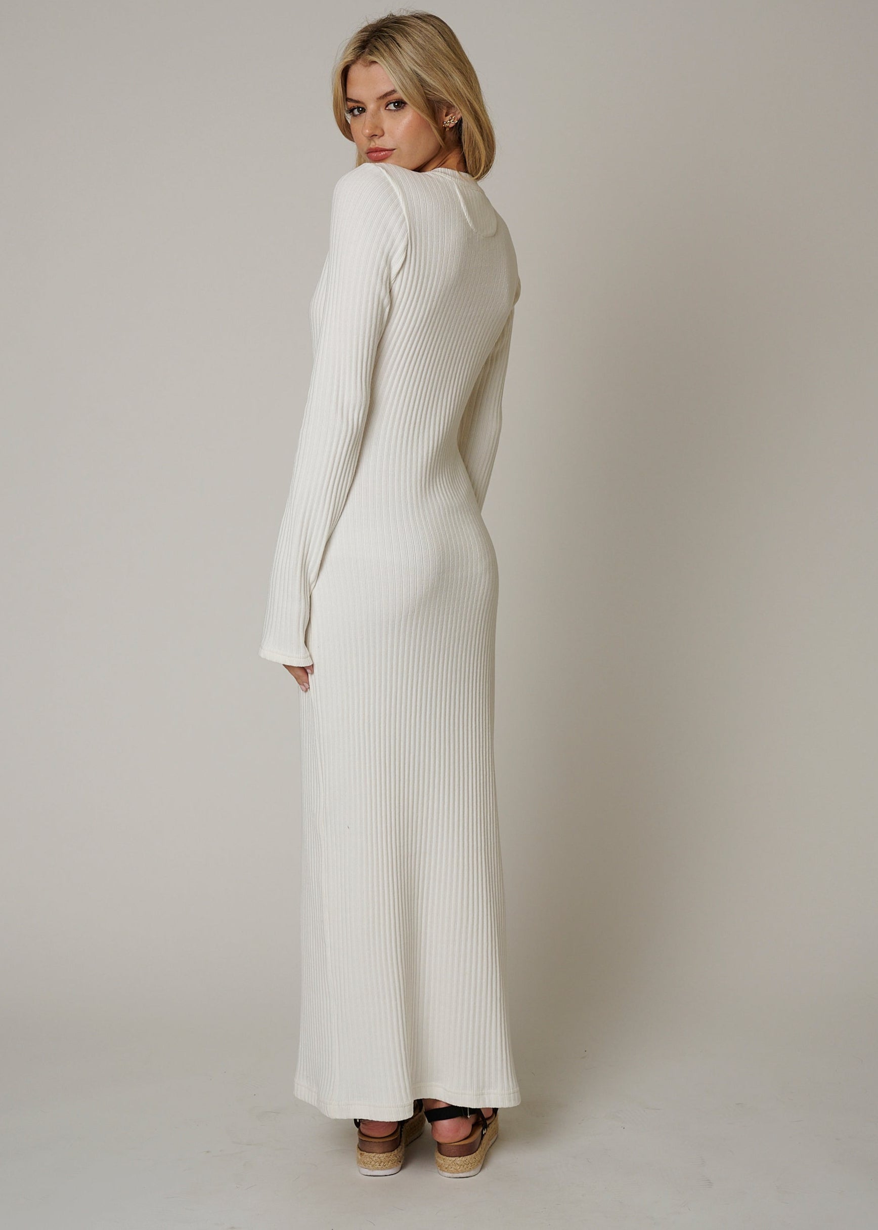 MAXI LONG SLEEVE RIB DRESS