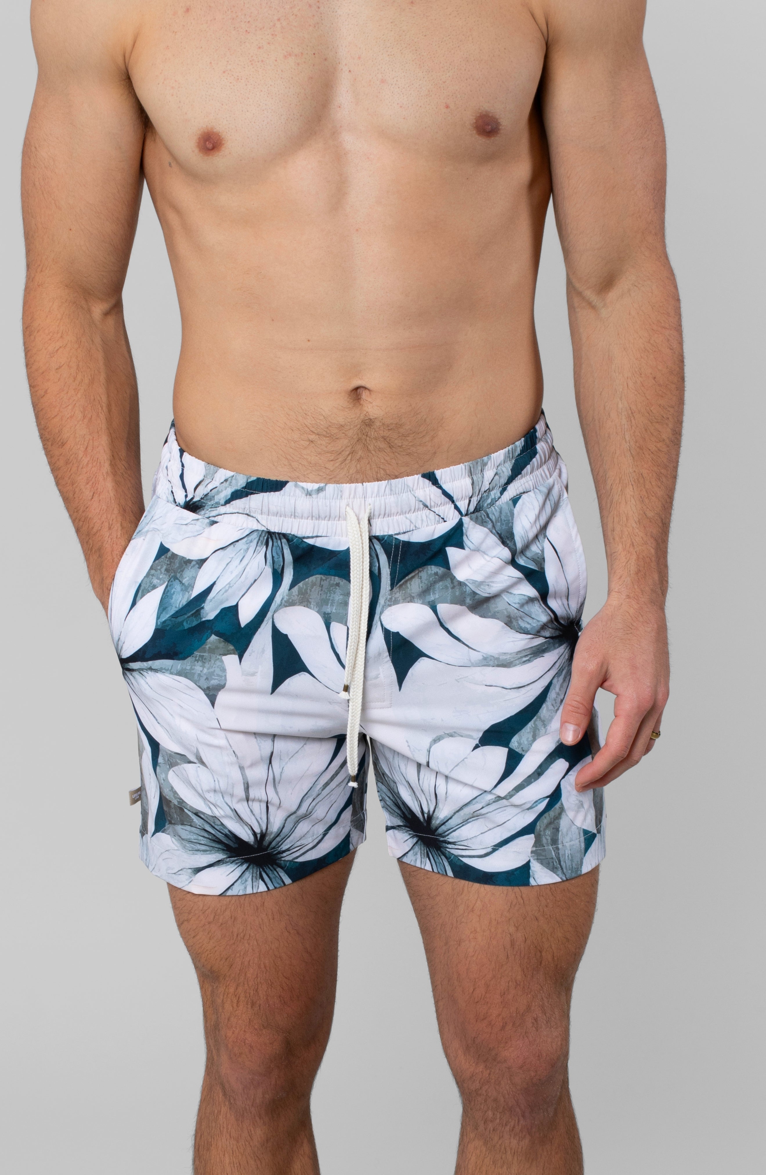 WHITE LOTUS SWIM TRUNK
