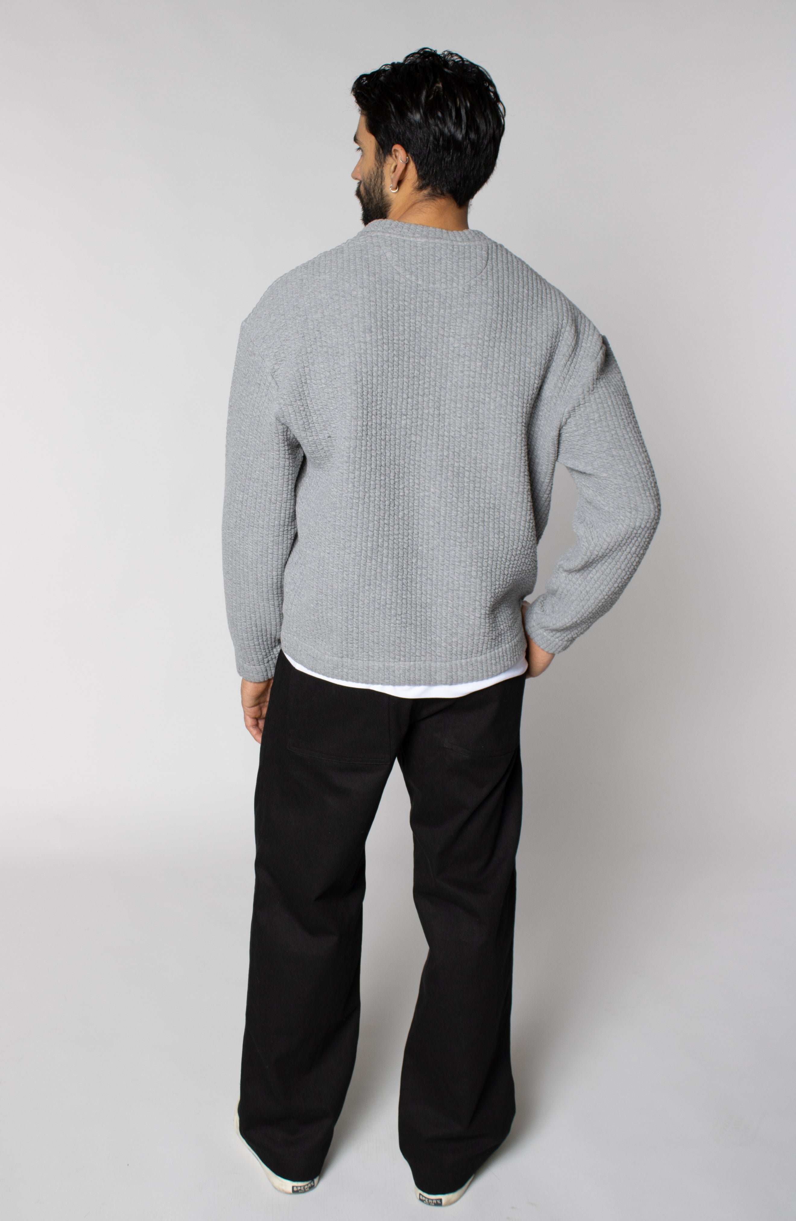 COZY QUILT CREWNECK SWEATER