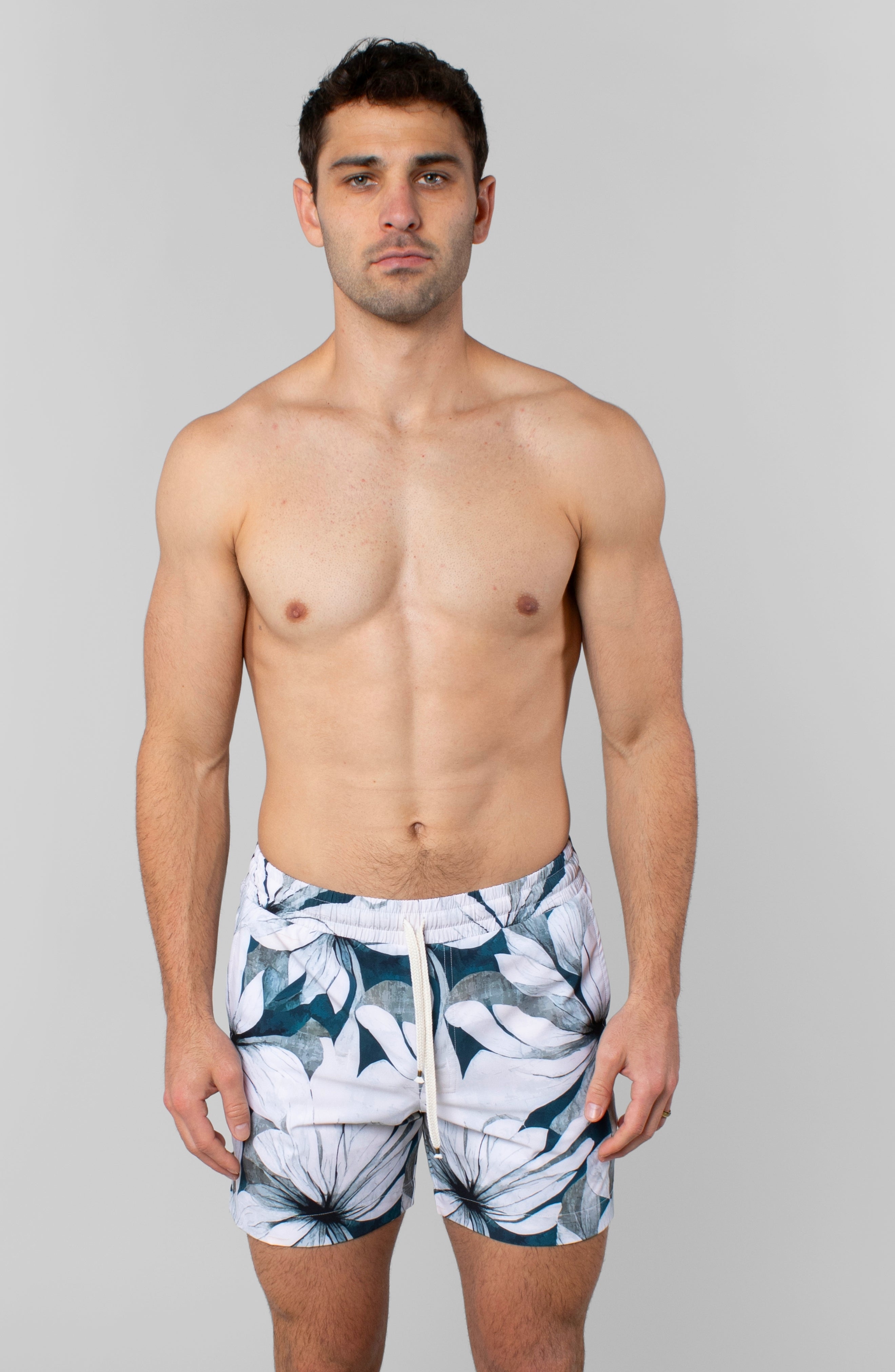 WHITE LOTUS SWIM TRUNK