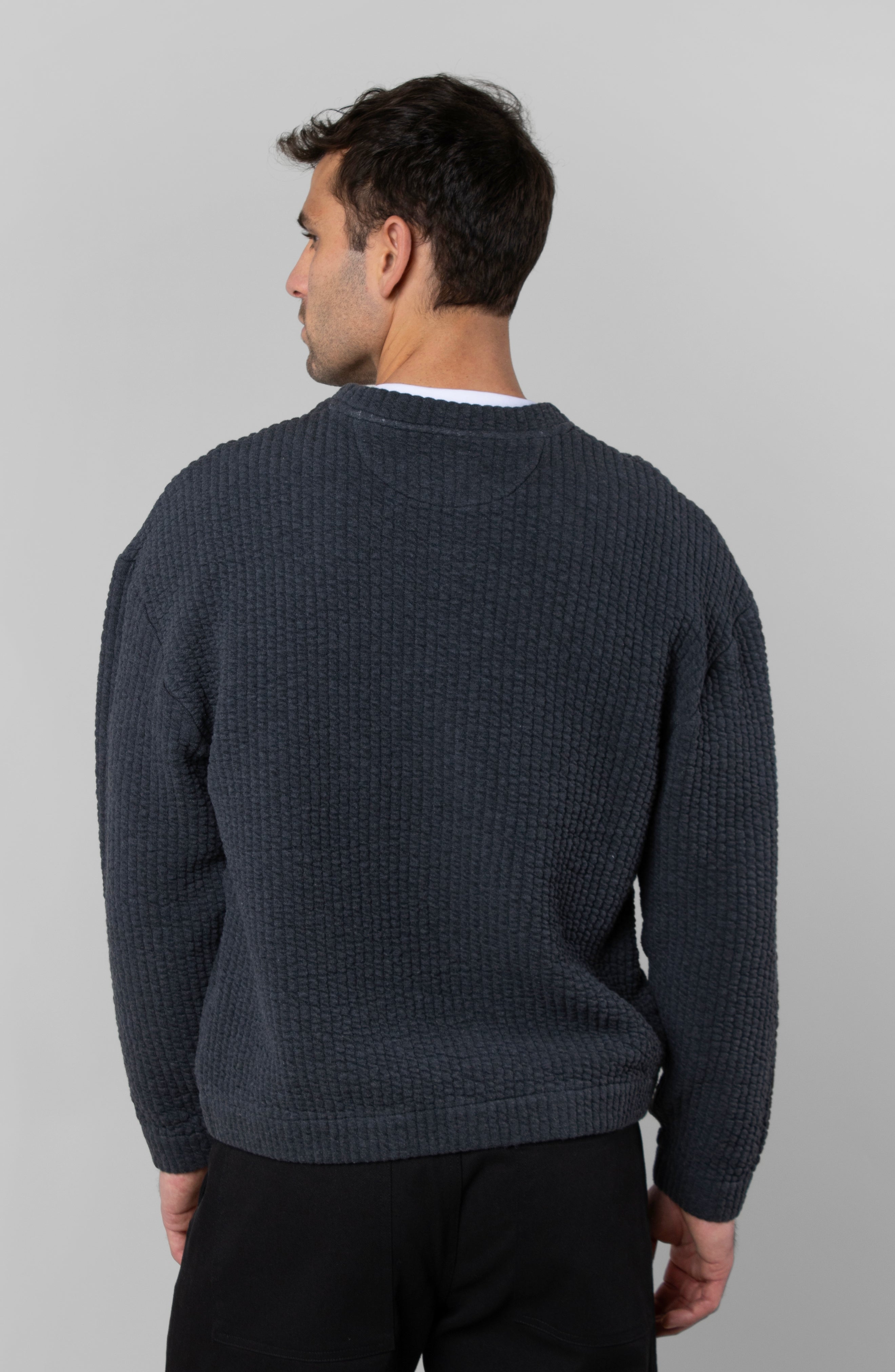 COZY QUILT CREWNECK SWEATER