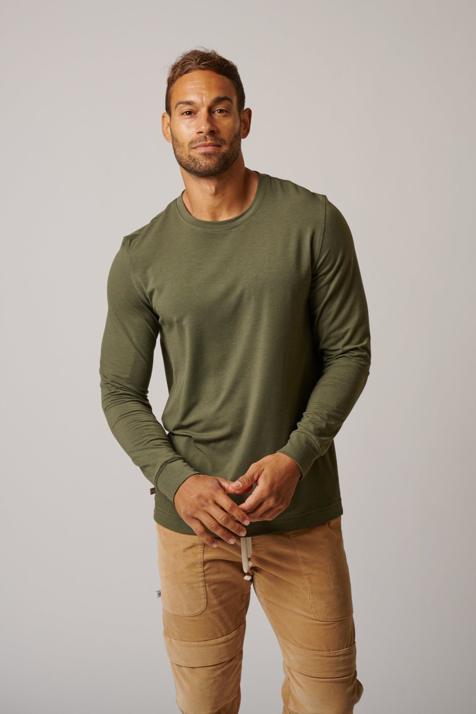 mens dress long sleeve t shirts Men's Premium Slub Crew Tee Long Sleeve
