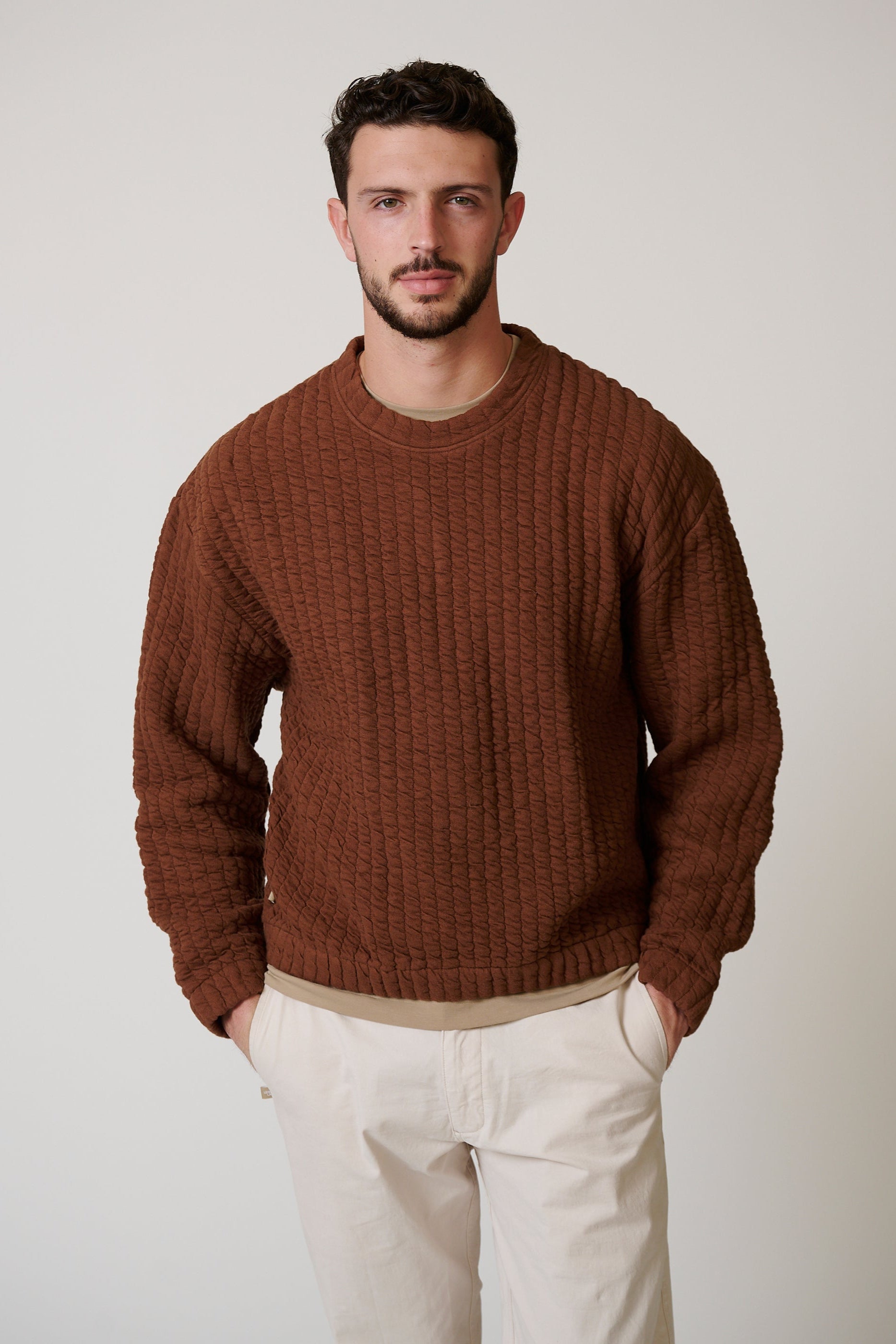 QUILT CREWNECK SWEATER