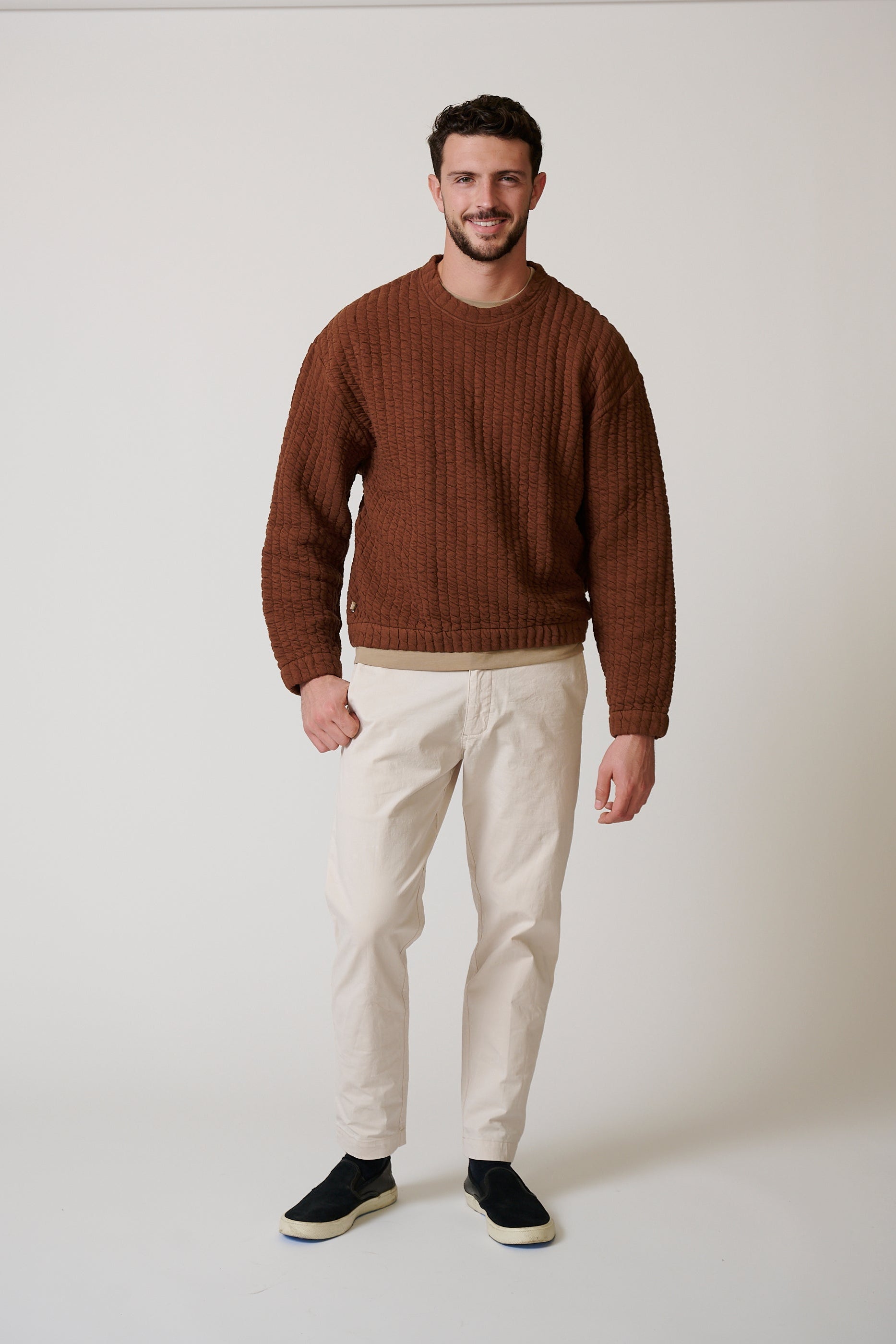 QUILT CREWNECK SWEATER