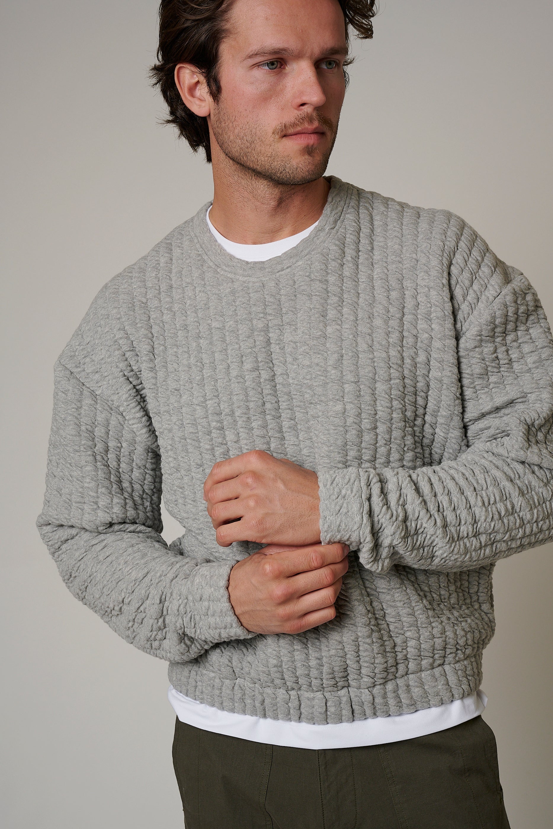QUILT CREWNECK SWEATER