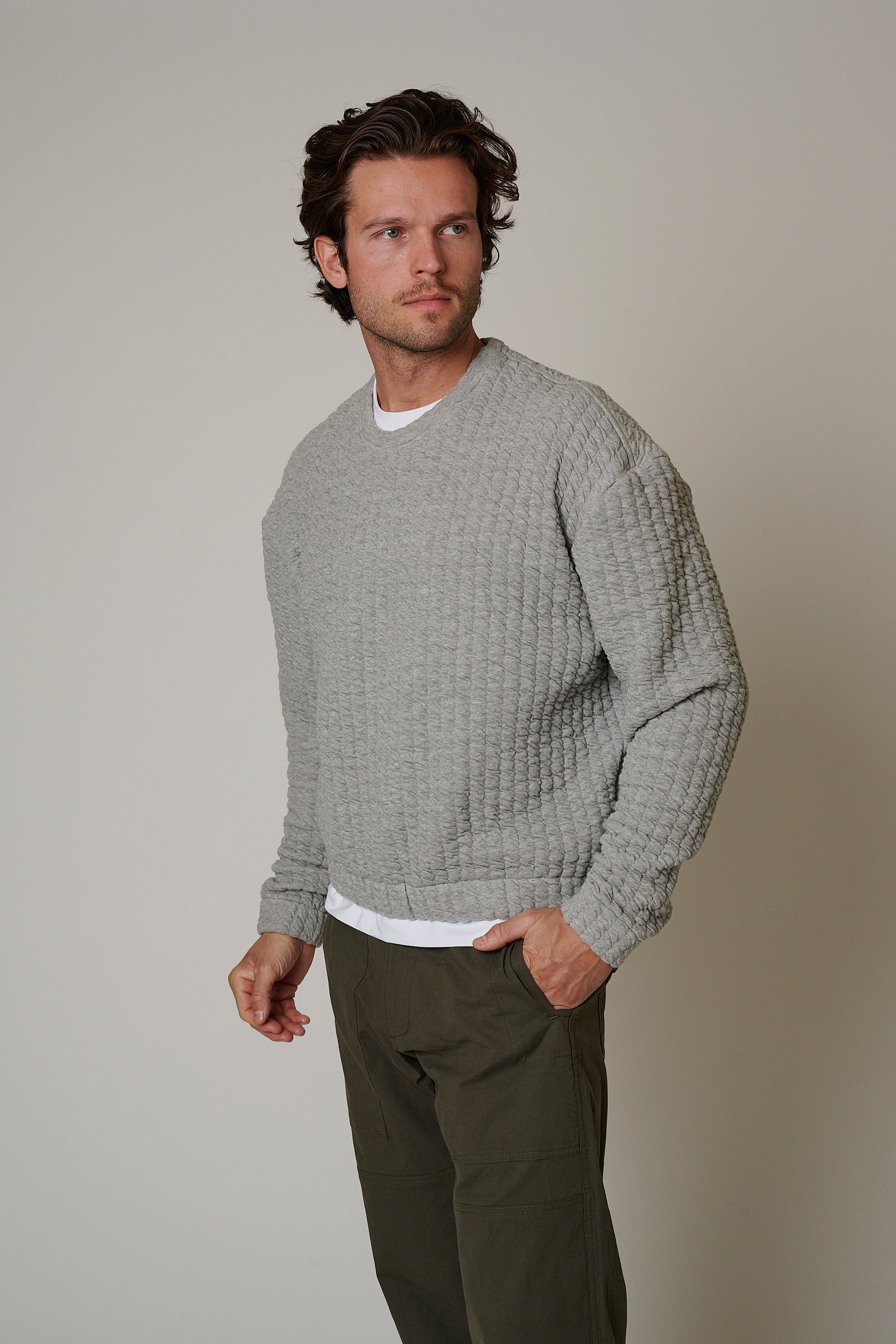 QUILT CREWNECK SWEATER
