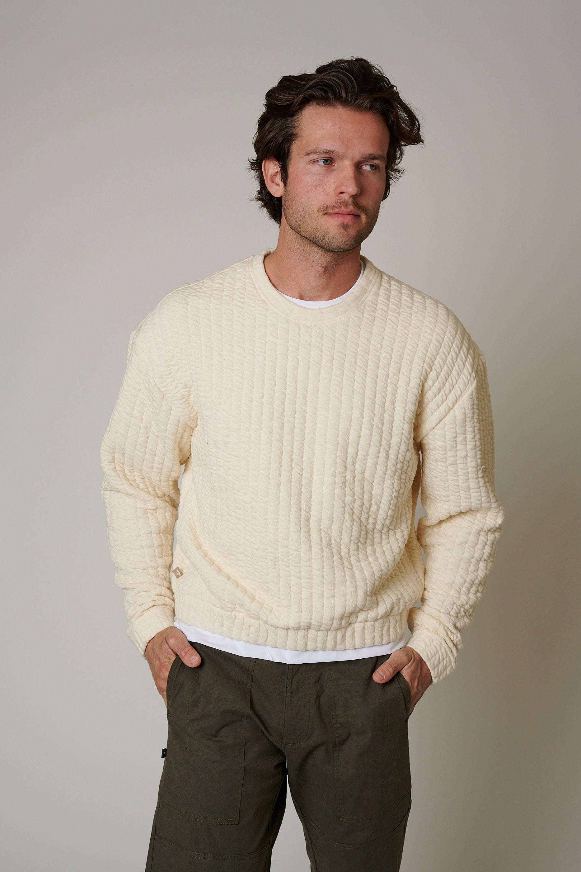 QUILT CREWNECK SWEATER