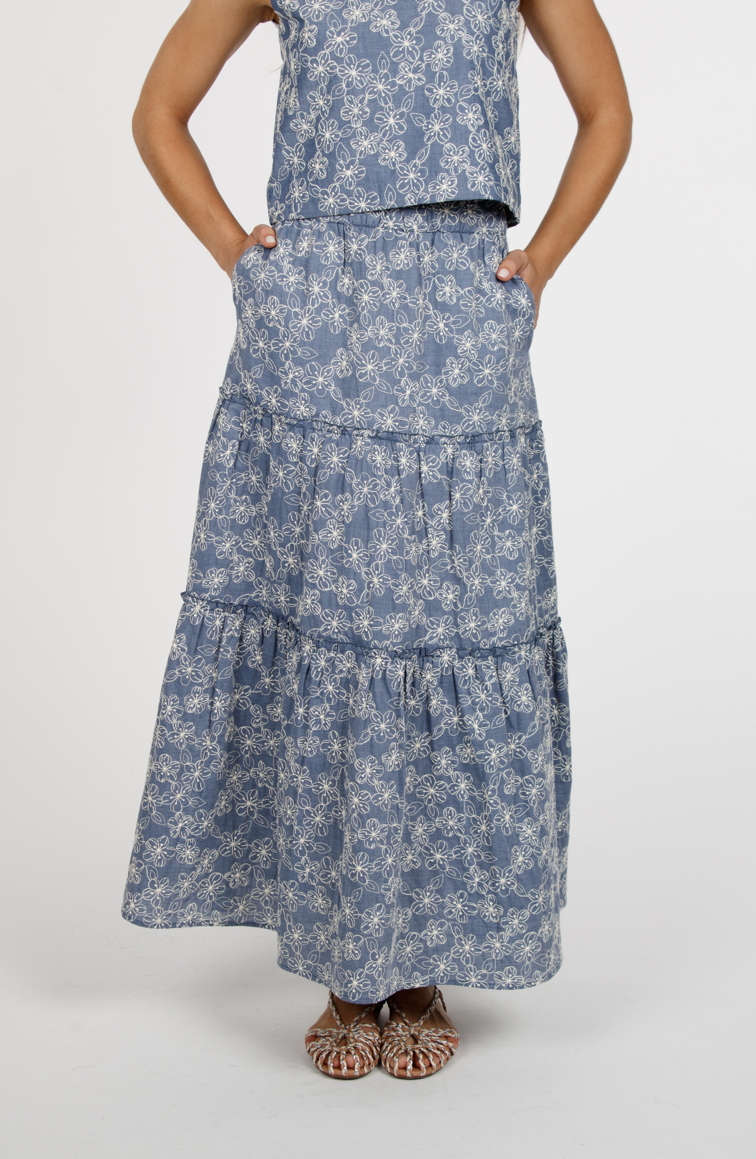 Cambria Skirt | Tiered Cotton Midi Skirt | Leisure Lab – LEISURE LAB®