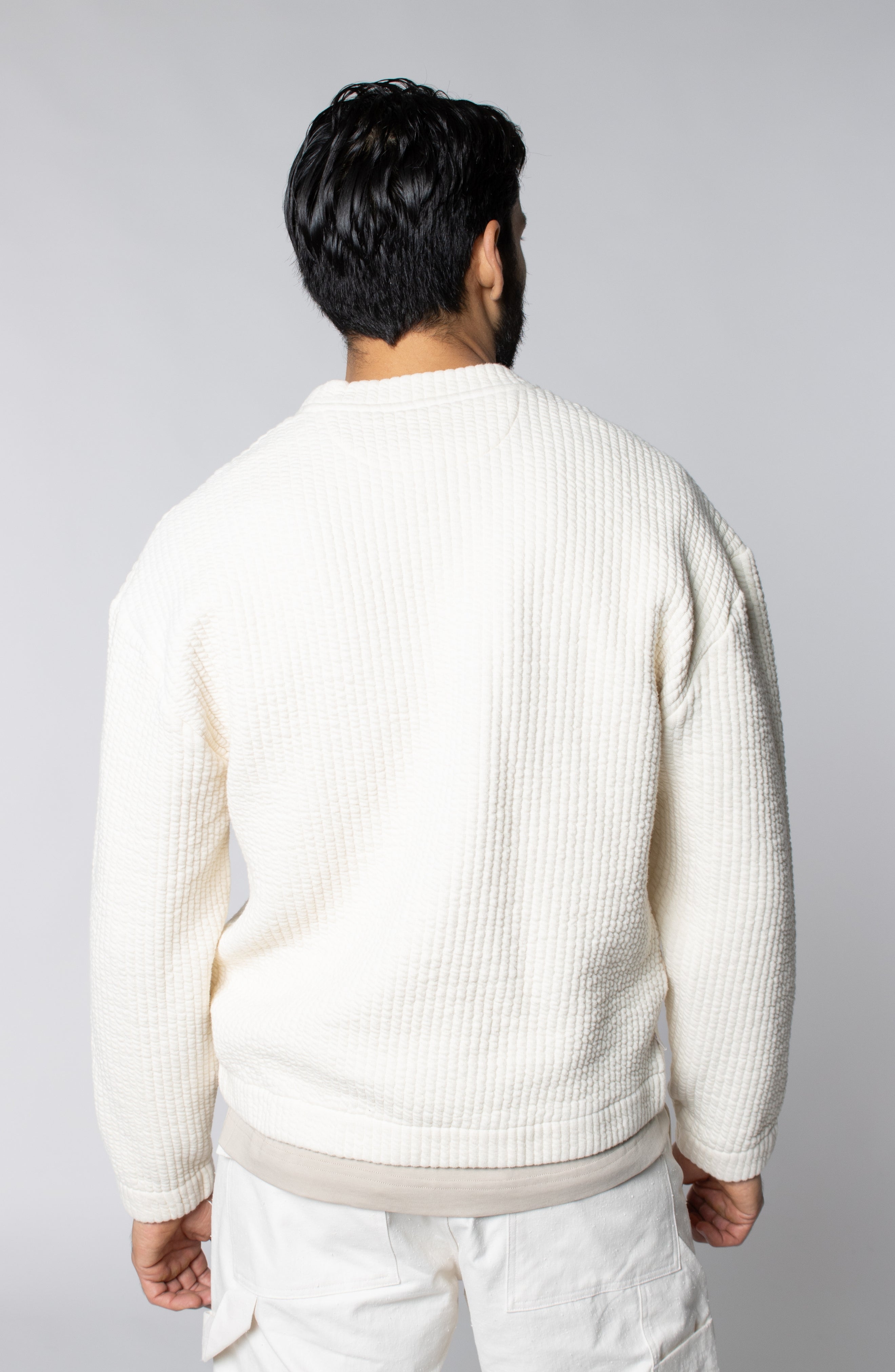 COZY QUILT CREWNECK SWEATER