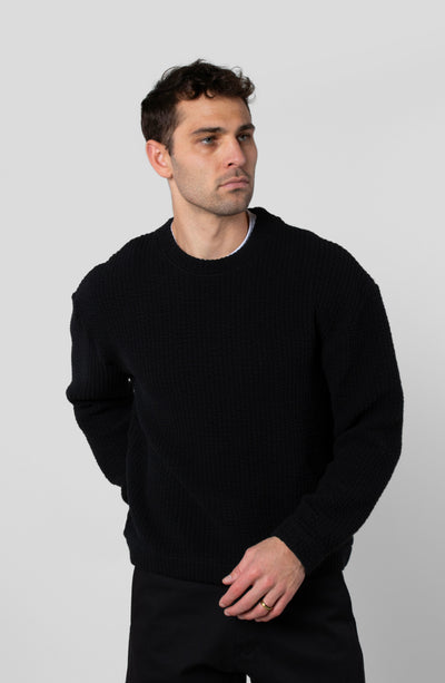 COZY QUILT CREWNECK SWEATER