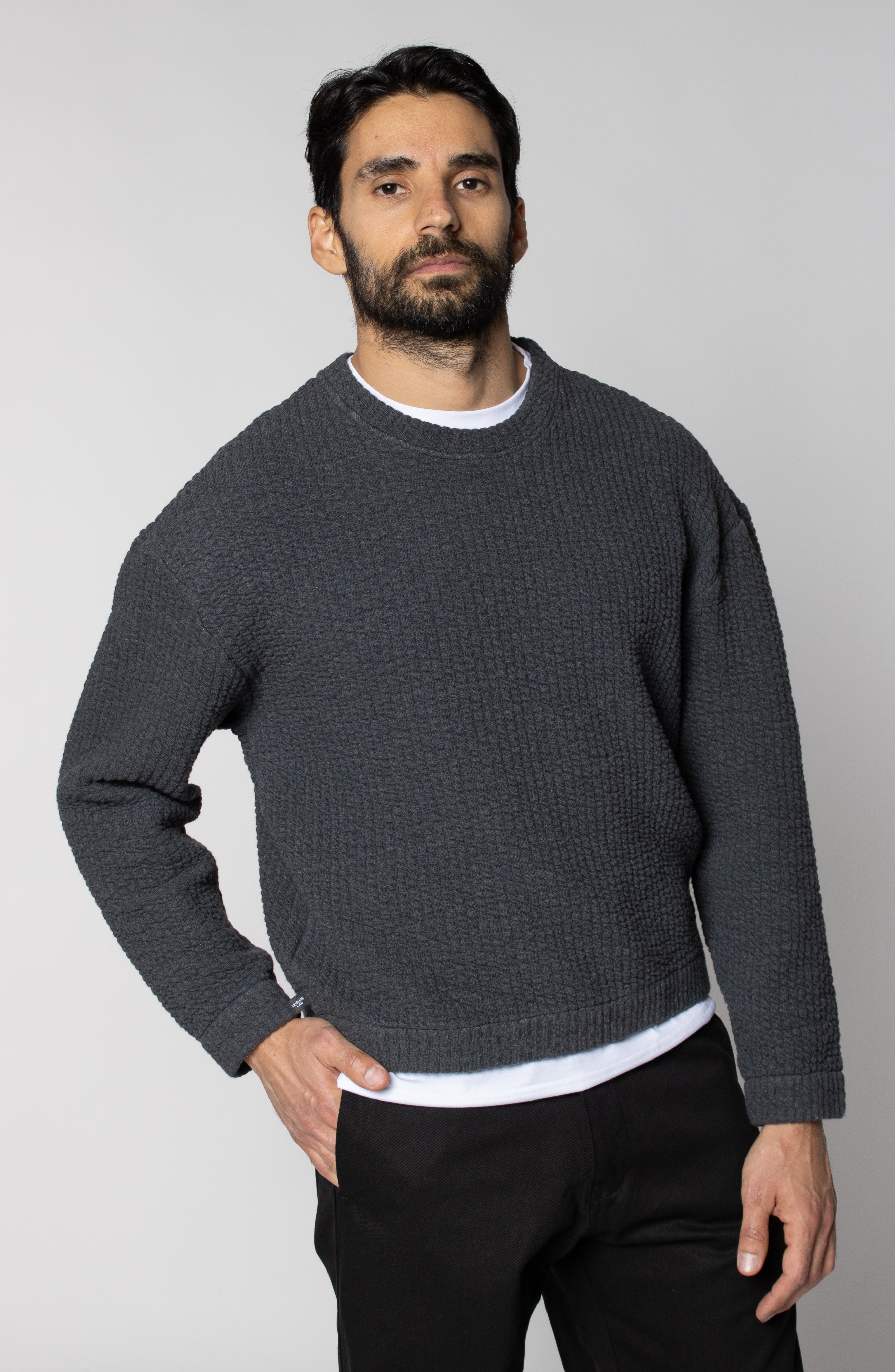 COZY QUILT CREWNECK SWEATER