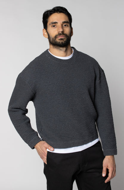 COZY QUILT CREWNECK SWEATER