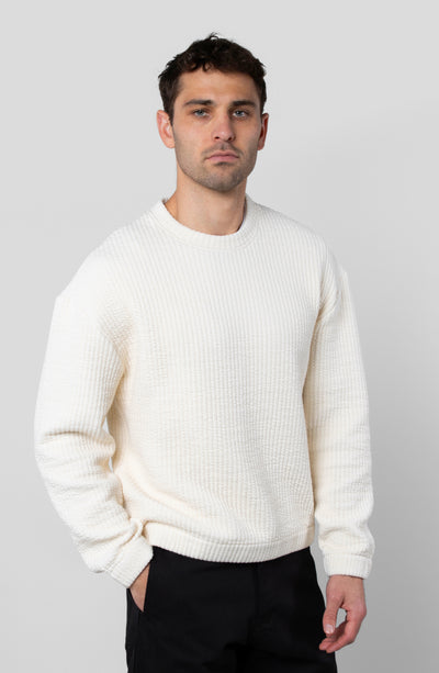 COZY QUILT CREWNECK SWEATER