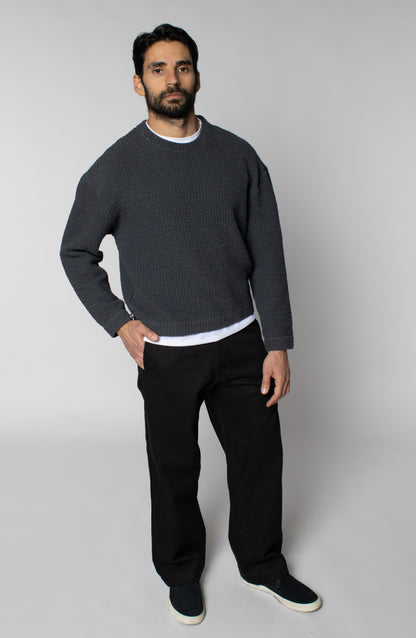 COZY QUILT CREWNECK SWEATER