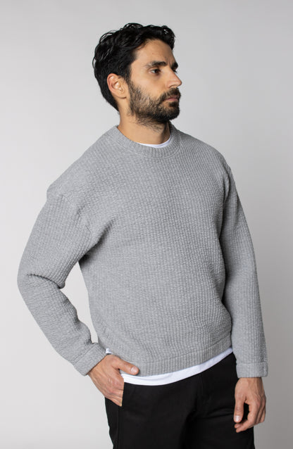 COZY QUILT CREWNECK SWEATER