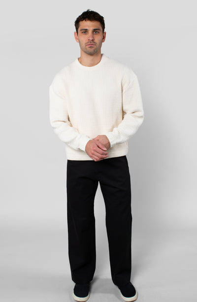 COZY QUILT CREWNECK SWEATER