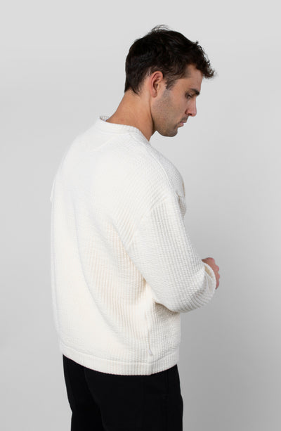 COZY QUILT CREWNECK SWEATER