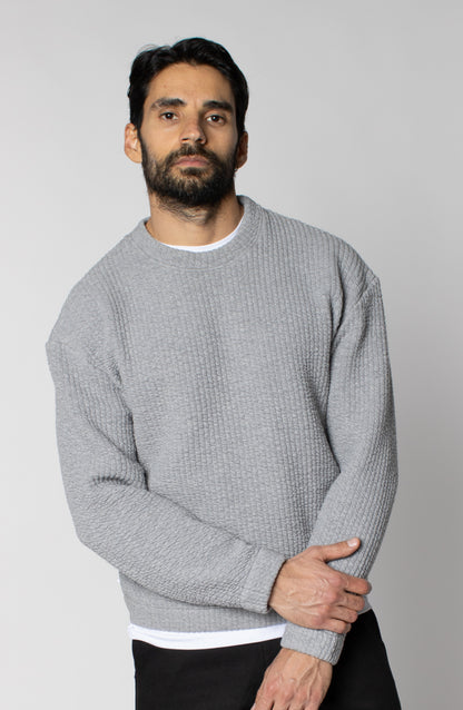 COZY QUILT CREWNECK SWEATER
