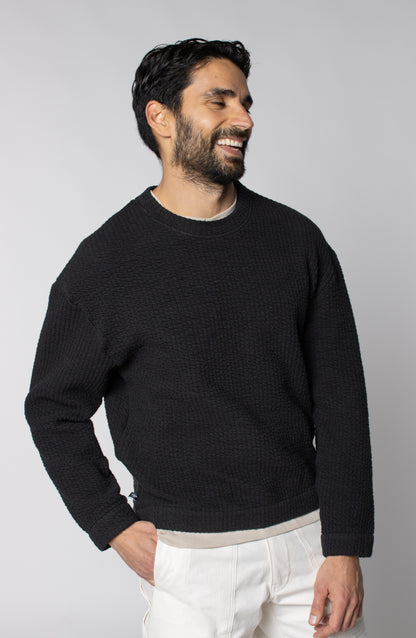 COZY QUILT CREWNECK SWEATER