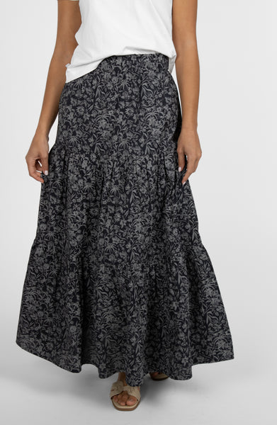 Meadows Skirt | Tiered Floral Midi Skirt | Leisure Lab – LEISURE LAB®