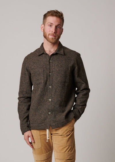 COTTON TWEED LONG SLEEVE BUTTON UP