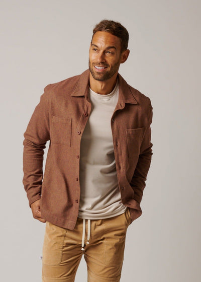 COTTON TWEED LONG SLEEVE BUTTON UP