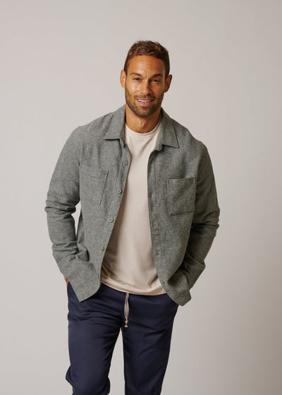 COTTON TWEED LONG SLEEVE BUTTON UP