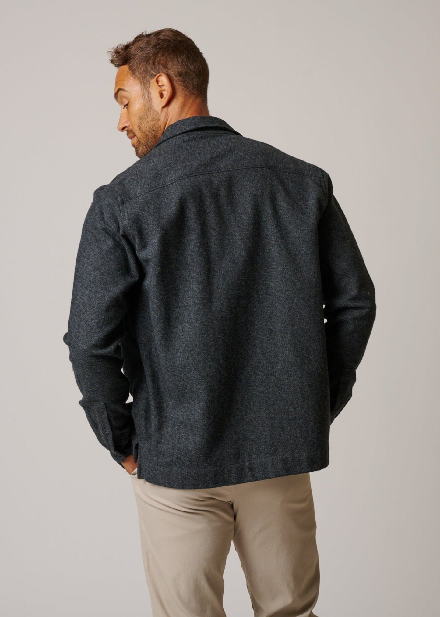 COTTON TWEED LONG SLEEVE BUTTON UP