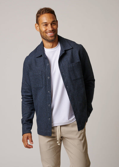 COTTON TWEED LONG SLEEVE BUTTON UP