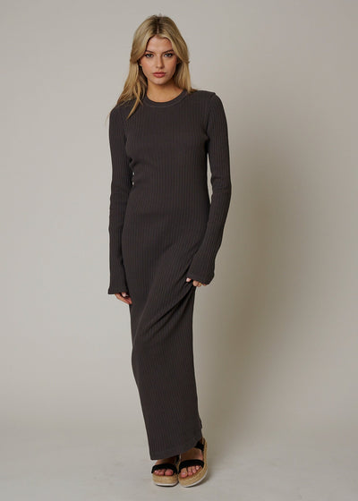 MAXI LONG SLEEVE RIB DRESS