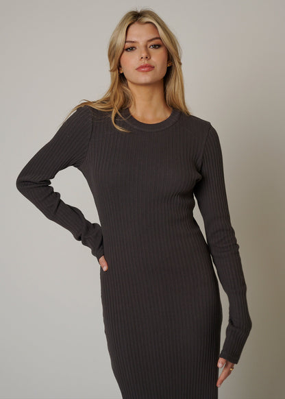 MAXI LONG SLEEVE RIB DRESS