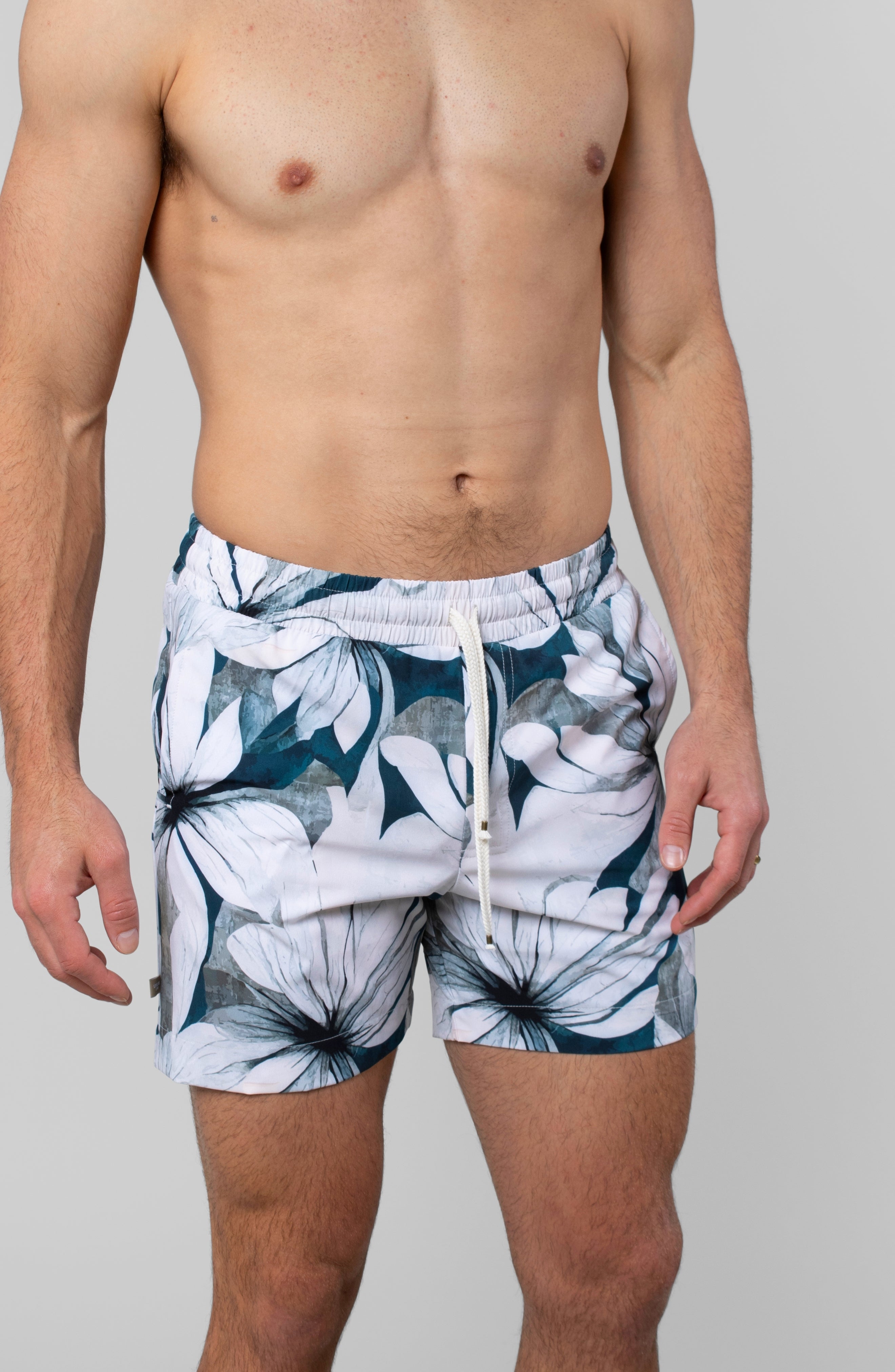 WHITE LOTUS SWIM TRUNK