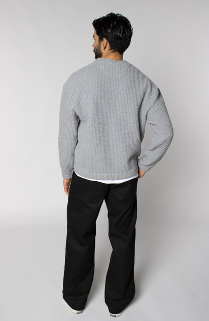 COZY QUILT CREWNECK SWEATER