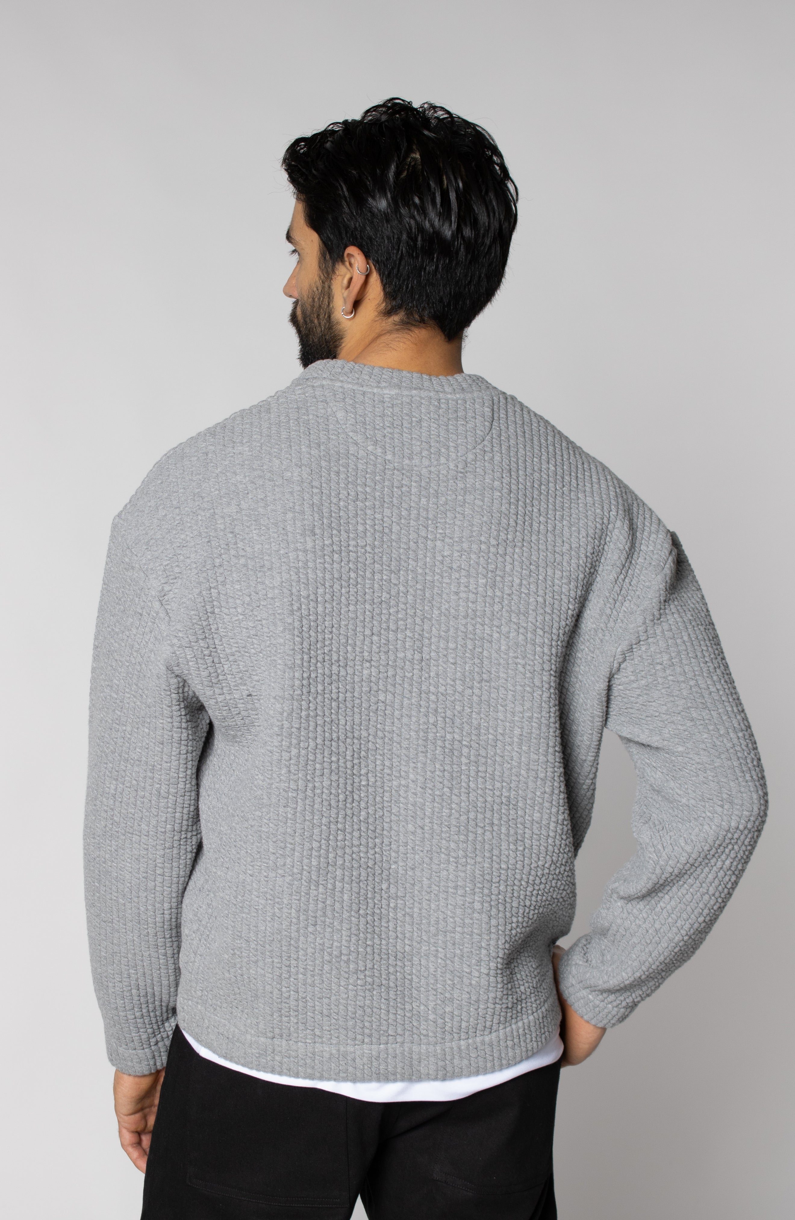 COZY QUILT CREWNECK SWEATER