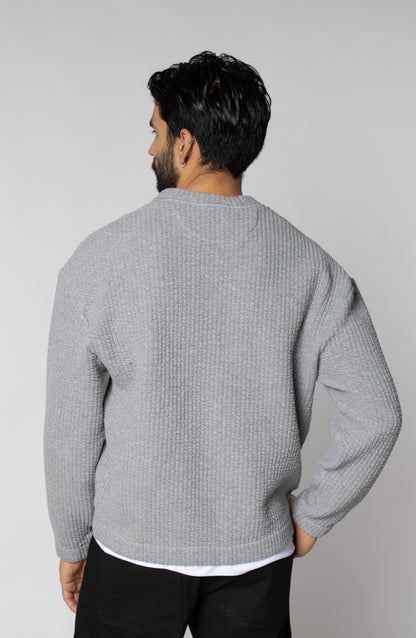 COZY QUILT CREWNECK SWEATER