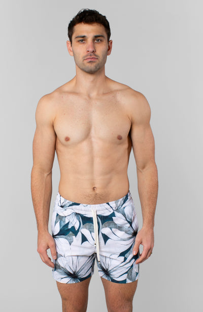 WHITE LOTUS SWIM TRUNK