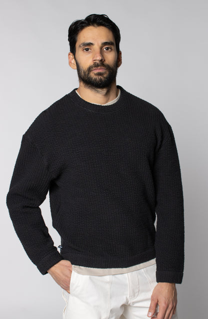 COZY QUILT CREWNECK SWEATER