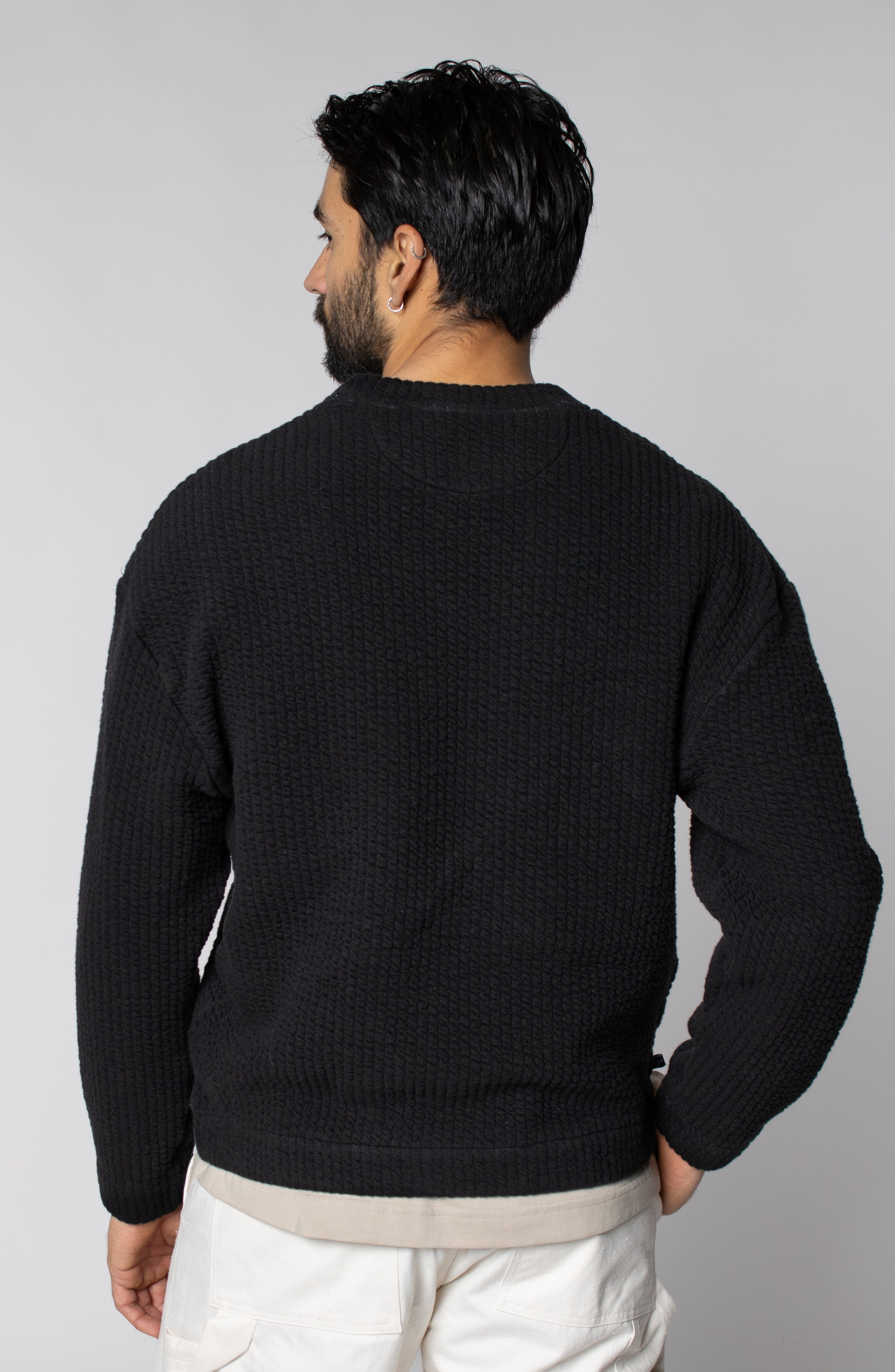 COZY QUILT CREWNECK SWEATER