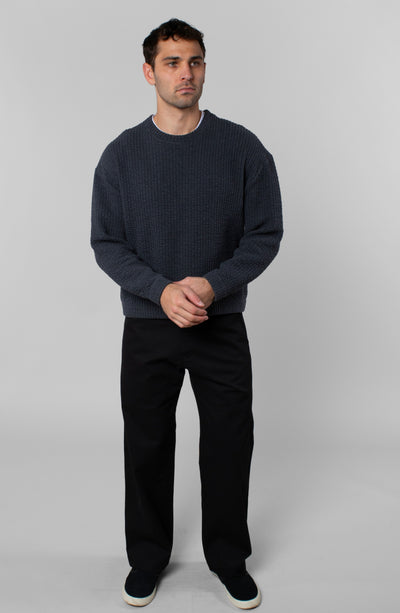 COZY QUILT CREWNECK SWEATER