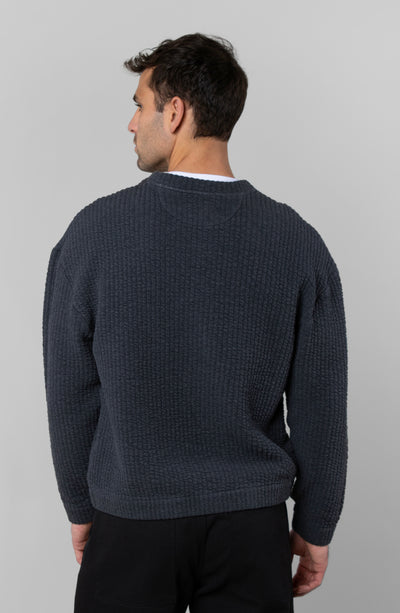 COZY QUILT CREWNECK SWEATER