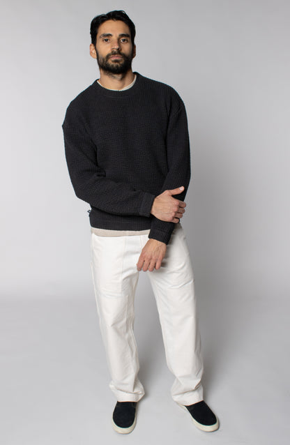 COZY QUILT CREWNECK SWEATER