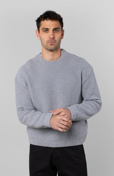 COZY QUILT CREWNECK SWEATER