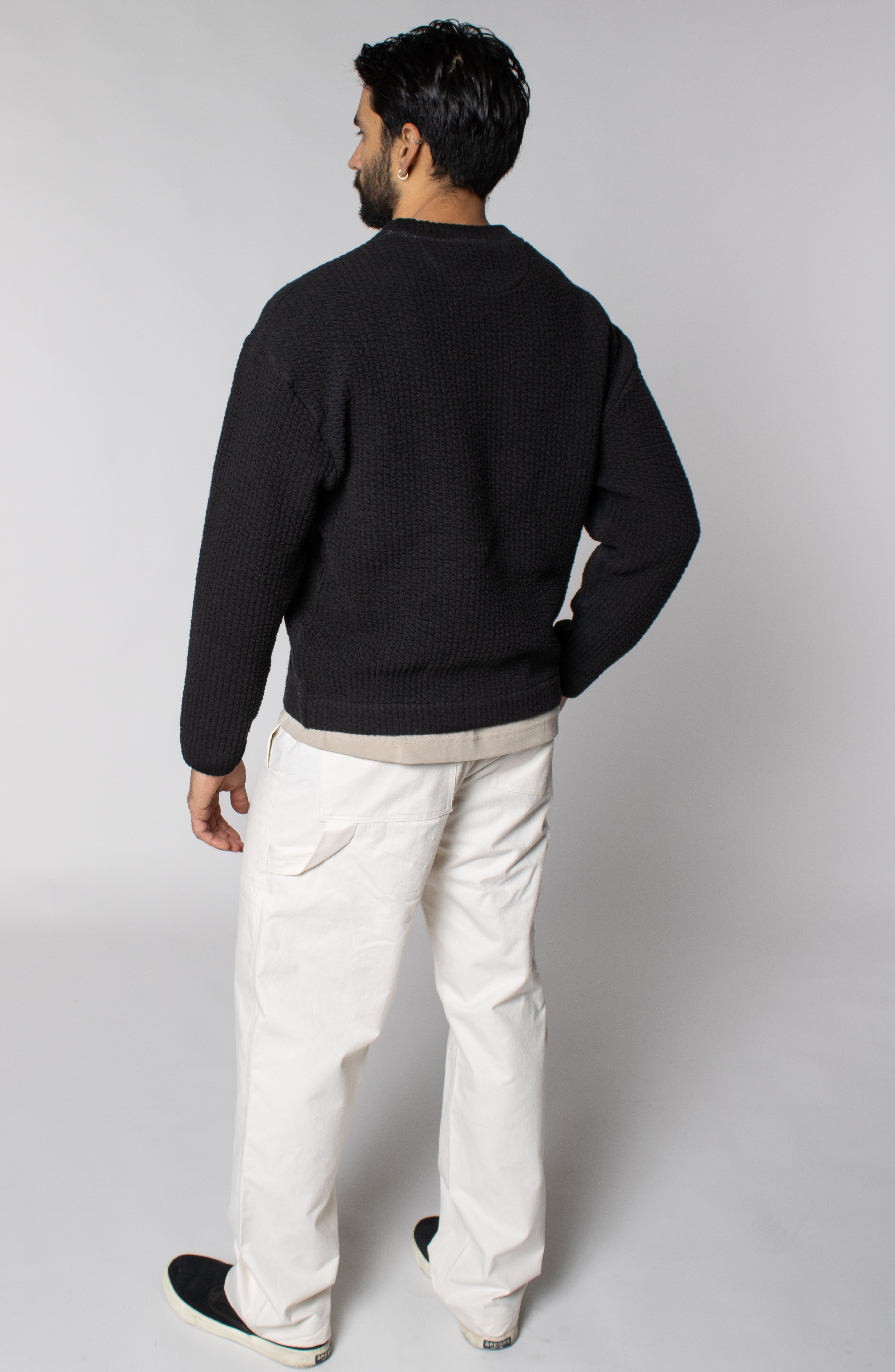 COZY QUILT CREWNECK SWEATER