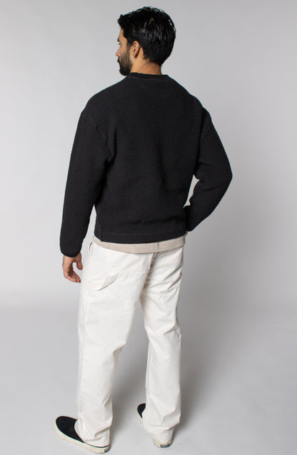 COZY QUILT CREWNECK SWEATER