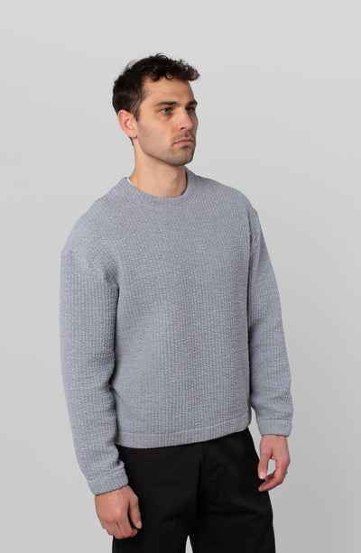 COZY QUILT CREWNECK SWEATER