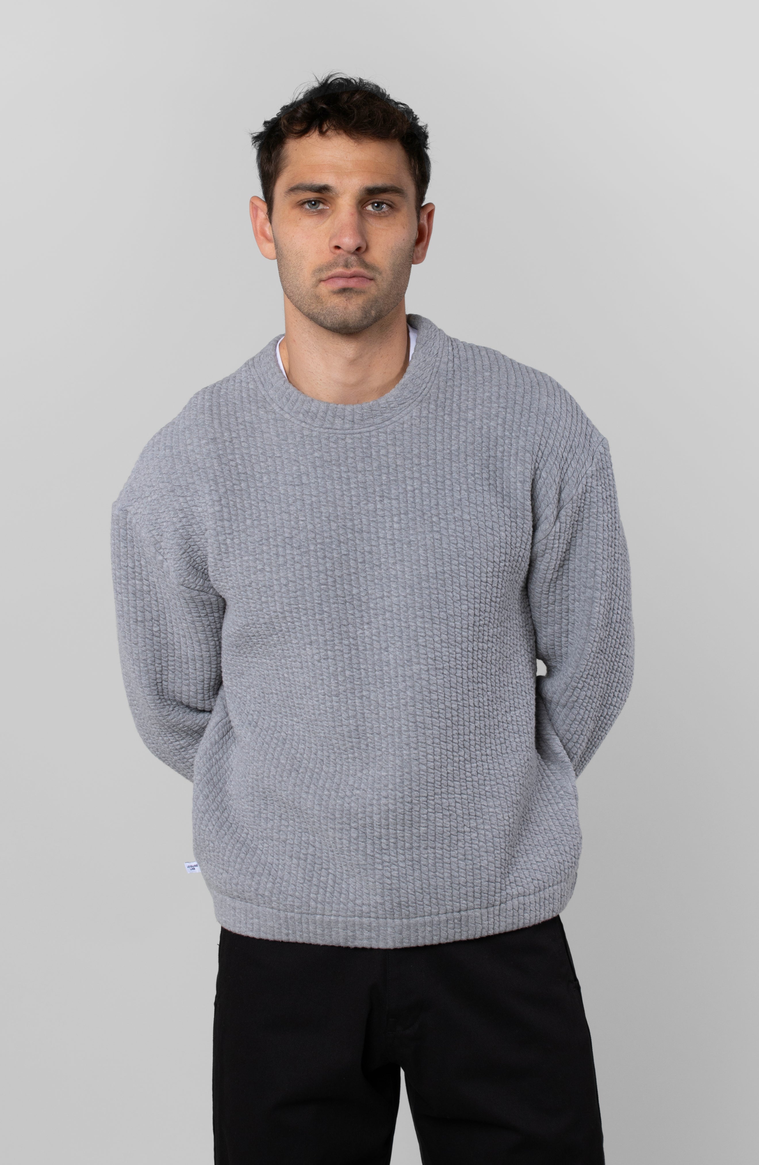 COZY QUILT CREWNECK SWEATER