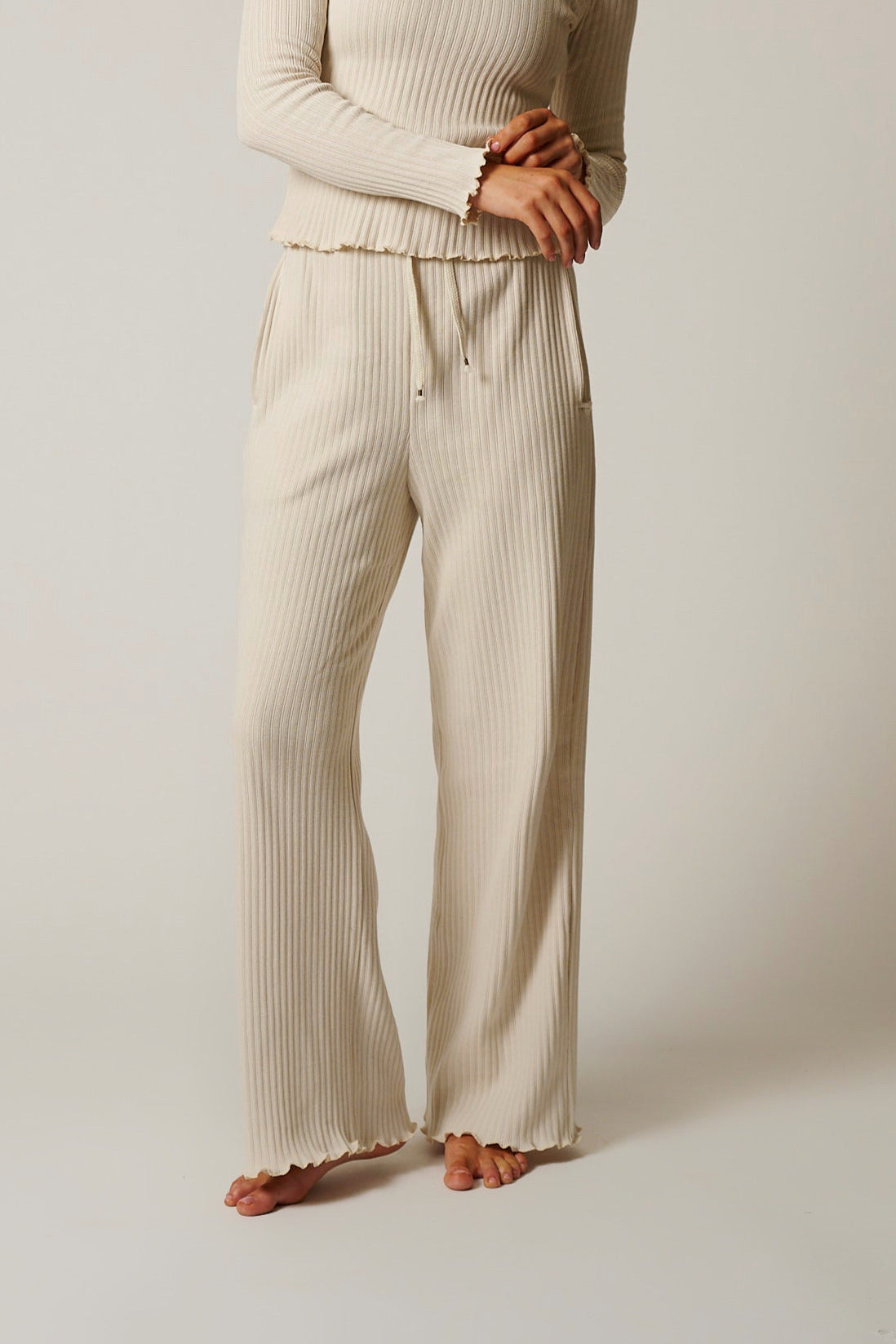 COTTON RIB PALAZZO PANT